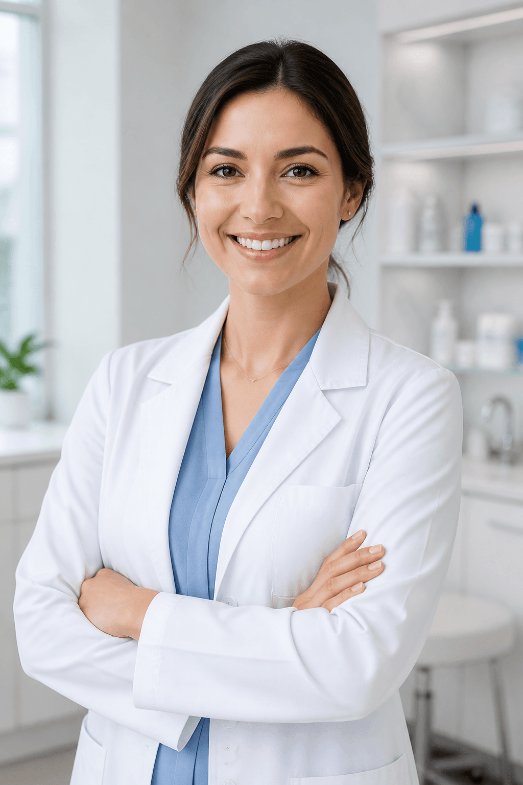 Dermatologist consulting a patient in a modern clinic